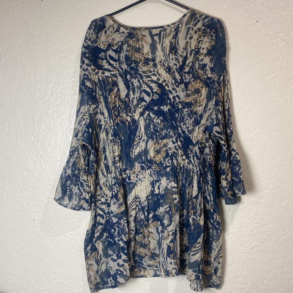 Catherines Artistic‎ Blue and Tan Blouse Size 2X - Picture 5 of 6